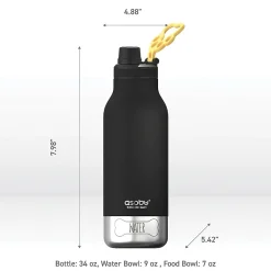 Water Bottles<ASOBU Buddy 3-in-1 Water Bottle with Removable Dog Bowl & Food Compartment, 32 oz., Black (SDB2)