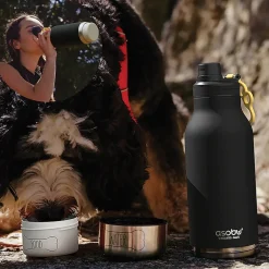 Water Bottles<ASOBU Buddy 3-in-1 Water Bottle with Removable Dog Bowl & Food Compartment, 32 oz., Black (SDB2)