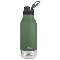 Water Bottles<ASOBU Buddy 3-in-1 Water Bottle with Removable Dog Bowl & Food Compartment, 32 oz., Basil Green (SDB2)