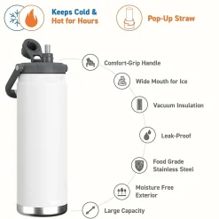 Water Bottles<ASOBU Canyon Stainless Steel Vacuum Insulated Water Bottle, 50 oz., White (ADNATMF7W)