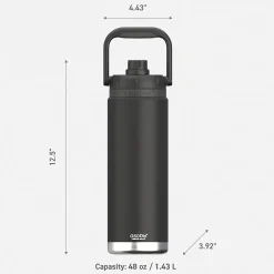 Water Bottles<ASOBU Canyon Stainless Steel Vacuum Insulated Water Bottle, 50 oz., Black (ADNATMF7BK)