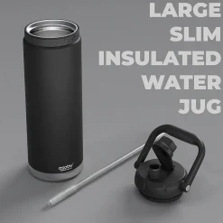 Water Bottles<ASOBU Canyon Stainless Steel Vacuum Insulated Water Bottle, 50 oz., Black (ADNATMF7BK)