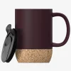 ASOBU Ceramic Travel Mug with Cork Base, 12 oz., Burgundy (SM50BURG)