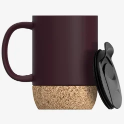 ASOBU Ceramic Travel Mug with Cork Base, 12 oz., Burgundy (SM50BURG)