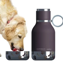 Water Bottles<ASOBU Insulated Water Bottle with Removable Dog Bowl, 33 oz., Burgundy (NA-SDB1)