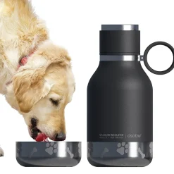 Water Bottles<ASOBU Insulated Water Bottle with Removable Dog Bowl, 33 oz., Black (NA-SDB1)