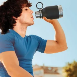 Water Bottles<ASOBU Insulated Water Bottle with Removable Dog Bowl, 33 oz., Black (NA-SDB1)