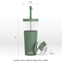 ASOBU Marina See-Through Triton Tumbler with Flexible Straw, 28 oz., Green (ICT400)