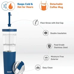 ASOBU Marina See-Through Triton Tumbler with Flexible Straw, 28 oz., Blue (ICT400)