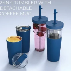 ASOBU Marina See-Through Triton Tumbler with Flexible Straw, 28 oz., Blue (ICT400)