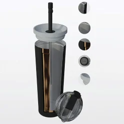 ASOBU Ocean Double-Walled Vacuum-Insulated Stainless Steel Travel Tumbler with Flexible Straw & Dual Lids, 27 oz., Pink (ICT27)