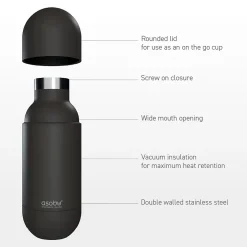 Water Bottles<ASOBU Orb Stainless Steel Vacuum Insulated Water Bottle, 14 oz., Pastel Mint (ADNASBV30PM)