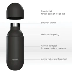 Water Bottles<ASOBU Orb Stainless Steel Vacuum Insulated Water Bottle, 14 oz., Silver (ADNASBV30SIL)
