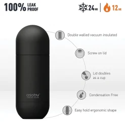 Water Bottles<ASOBU Orb Stainless Steel Vacuum Insulated Water Bottle, 14 oz., Silver (ADNASBV30SIL)