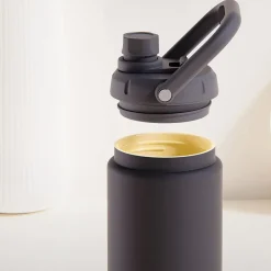 Water Bottles<ASOBU Puramic Canyon Ceramic Double Wall Insulated Water Bottle, 50 oz., Black (ADNATMF7C)