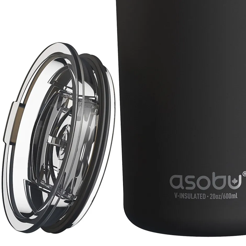 ASOBU Stainless Steel Double Wall Insulated Travel Mug, 20 oz., Black (ADNANASM90BK)