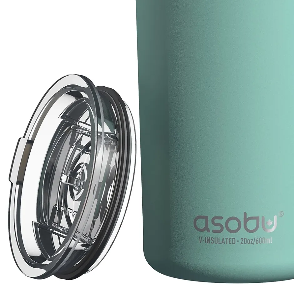 ASOBU Stainless Steel Double Wall Insulated Travel Mug, 20 oz., Mint (ADNANASM90MINT)