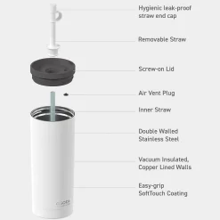 ASOBU Super Sippy Insulated Coffee Tumbler, 20 oz., White (NA-ICT200)