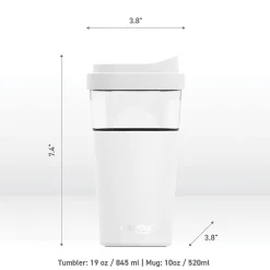 ASOBU Vista Stainless Steel Double Wall Insulated Coffee Mug, 20 oz., White (ADNASM40W)