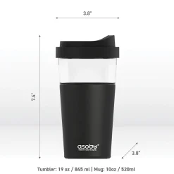 ASOBU Vista Stainless Steel Clear-Insulation Tritan Coffee Mug, 20 oz., Black (SM40)