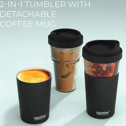 ASOBU Vista Stainless Steel Clear-Insulation Tritan Coffee Mug, 20 oz., Black (SM40)