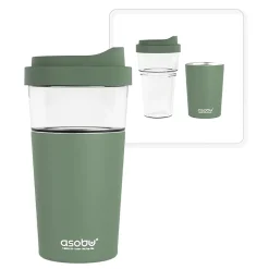 ASOBU Vista Stainless Steel Clear-Insulation Tritan Coffee Mug, 20 oz., Green (SM40)