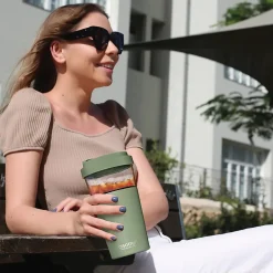 ASOBU Vista Stainless Steel Clear-Insulation Tritan Coffee Mug, 20 oz., Green (SM40)