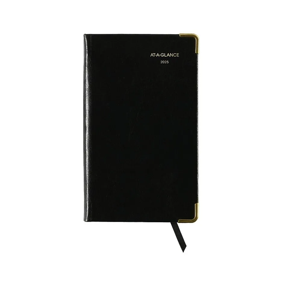 AT-A-GLANCE Fine Pocket Hardcover Diary, 3" x 5", Ruled, Black (70-1111-05-25) New