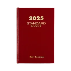 AT-A-GLANCE Standard Hardcover 2025 Daily Diary, 5.75" x 8.25", Wide-Ruled, Red (SD387-13-25) Best