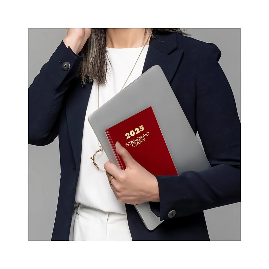 AT-A-GLANCE Standard Hardcover 2025 Daily Diary, 5.75" x 8.25", Wide-Ruled, Red (SD387-13-25) Best