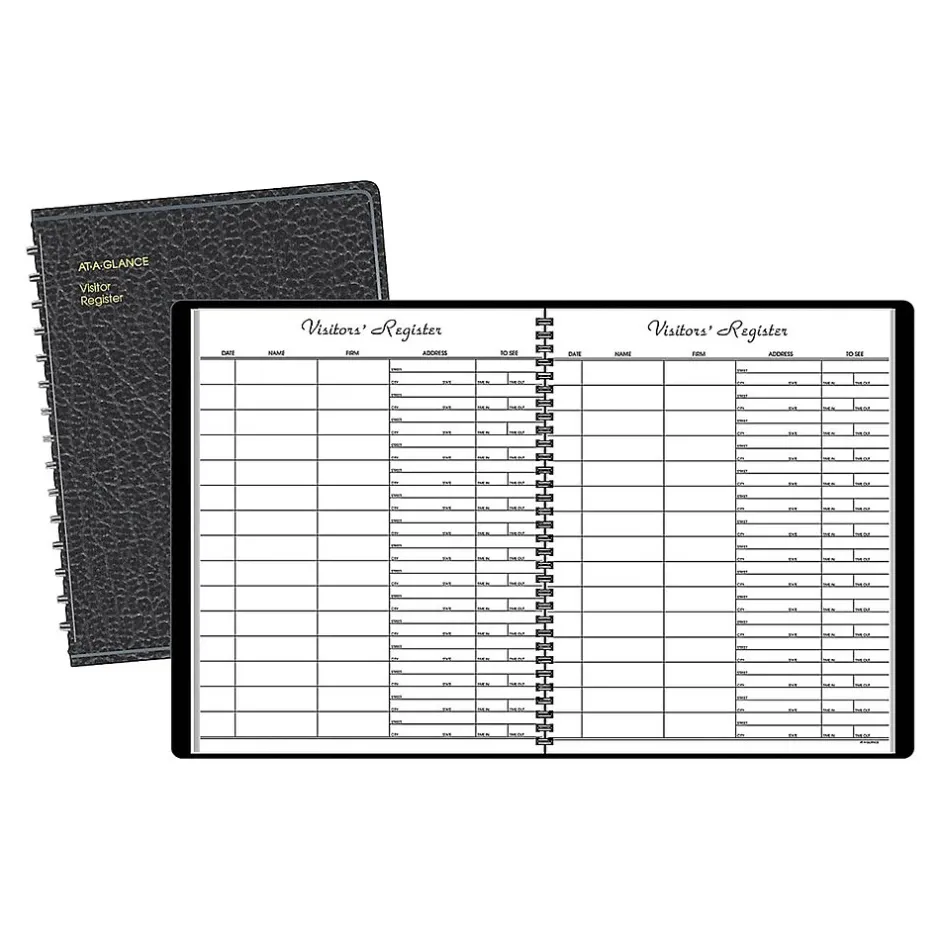 Hot Wirebound Visitor Book, 8.5" x 11", Black (80580 05) Accounting & Record Journals