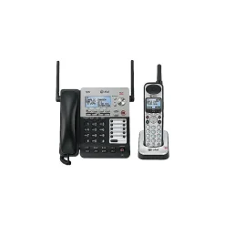 Office Phones & Conferencing<AT&T 4-Line Cordless Phone with 2-Handsets & Digital Answering, Silver/Black (SB67138)