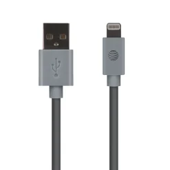 AT&T PVC Charge and Sync Lightning Cable, 4 ft., Gray (PVLC1-GRY)