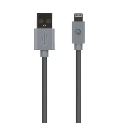 AT&T PVC Charge and Sync Lightning Cable, 10 ft., Gray, (PVLC10-GRY)