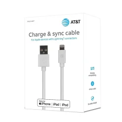 AT&T PVC Charge and Sync Lightning Cable, 4 ft., White (PVLC1-WHT)