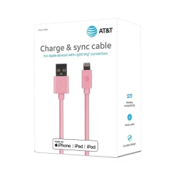 Lightning Cables<AT&T PVC Charge and Sync Lightning Cable, 4 ft., Pink (PVLC1-PNK)