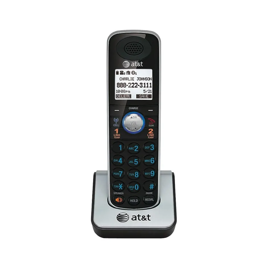 Office Phones & Conferencing<AT&T TL86009 2-Line Cordless Expansion Phone for TL86109, Silver/Black