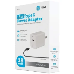 AT&T Type-C Power Adapter, 18-Watt, White, (PDC18)
