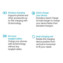 AT&T Wireless Charging Stand with Quick Charge 3.0 Rapid Charger, Black (CETWCS10)