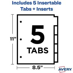 Avery Big Tab Insertable Plastic Divider, 5 Tabs, Multicolor, 1 Set (11900)