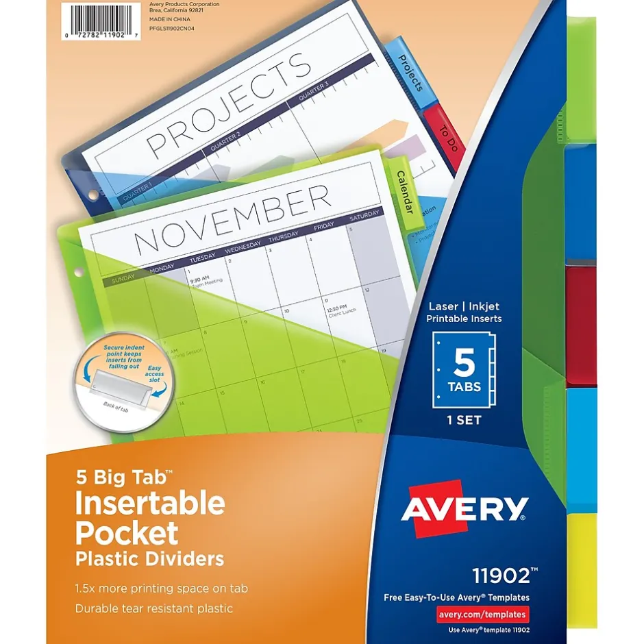 Avery Big Tab Insertable Plastic Divider, 5 Tabs, Multicolor, 1 Set (11902) Best