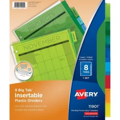 Avery Big Tab Insertable Plastic Divider, 8 Tabs, Multicolor, 1 Set (11901) Sale