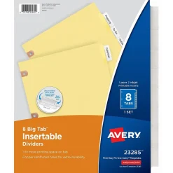 Avery Big Tab Insertable Paper Dividers, 8 Tabs, Clear, Copper Reinforced (23285) Best