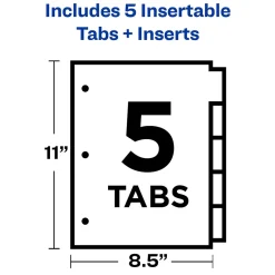 Avery Big Tab Insertable Paper Dividers, Clear 5 Tab, White (11122) Hot