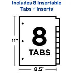 Avery Big Tab Insertable Paper Dividers, 8 Tabs, White with Multicolor Tabs (11123) Clearance
