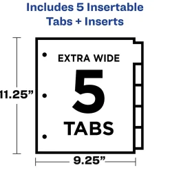 Avery Big Tab Insertable Plastic Dividers with 2 Pockets, 5 Tabs, Two-Tone Multicolor (11982) Online