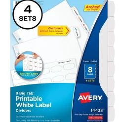 Avery Big Tab Printable Paper Dividers with White Labels, 8 Tabs, 4 Sets/Pack (14433) Discount