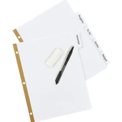 Avery Big Tab Write & Erase Paper Dividers, 5 Tabs, White, Gold Reinforced, 48 Sets/Carton (23075) New