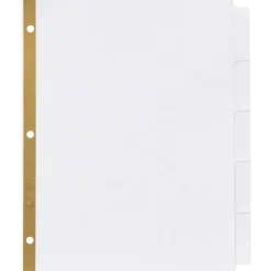 Avery Big Tab Write & Erase Paper Dividers, 5 Tabs, White, Gold Reinforced, 48 Sets/Carton (23075) New