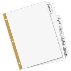 Avery Big Tab Write & Erase Paper Dividers, 5 Tabs, White, Gold Reinforced, 48 Sets/Carton (23075) New